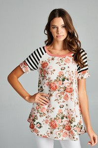 Floral/Striped Top