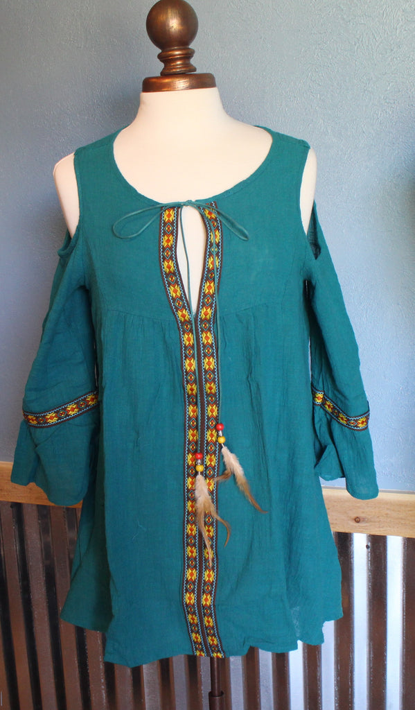 Cold Shoulder Embroidered Top