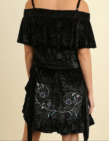 Embroidered Velvet Dress