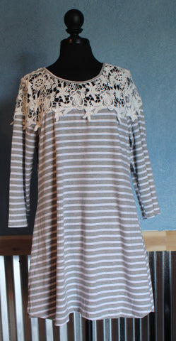 Striped/Crochet Tee Dress